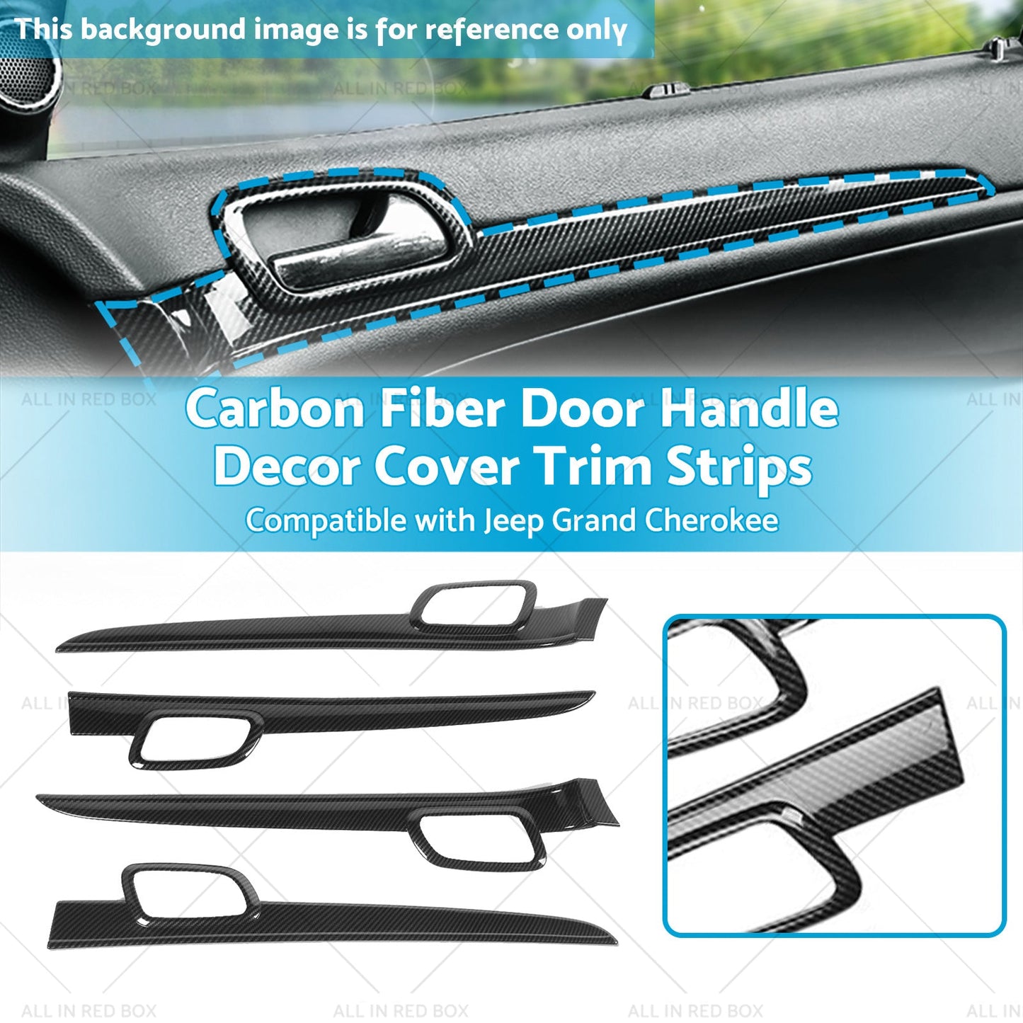 Carbon Fiber Door Handle Decor Cover Trim Strips Suitablefor Jeep Grand Cherokee-2