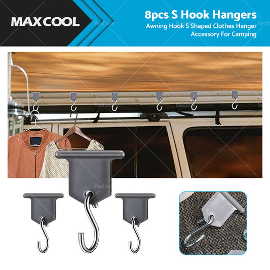8 Pack Awing S Hook Hanger to Suit Rails Track Caravan Motorhome Stainless Steel-0