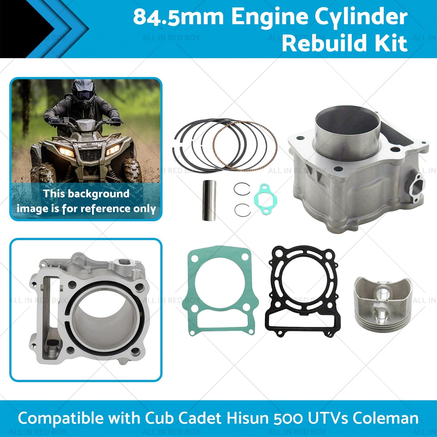 84. 5mm Engine Cylinder Rebuild Kit Suitable for Cub Cadet UTVs Coleman Hisun 500-1