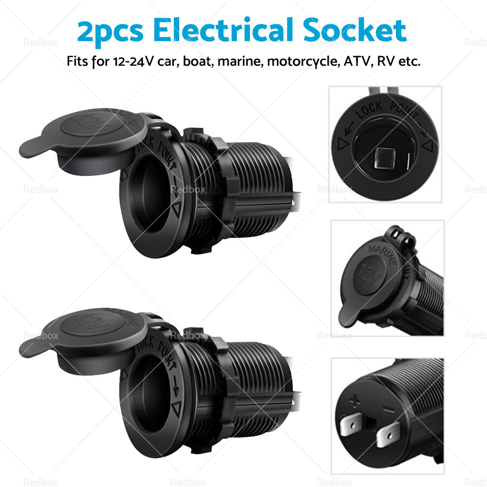2X Waterproof 12V Car Cigarette Lighter Socket USB Charger Power Adapter Outlet-1