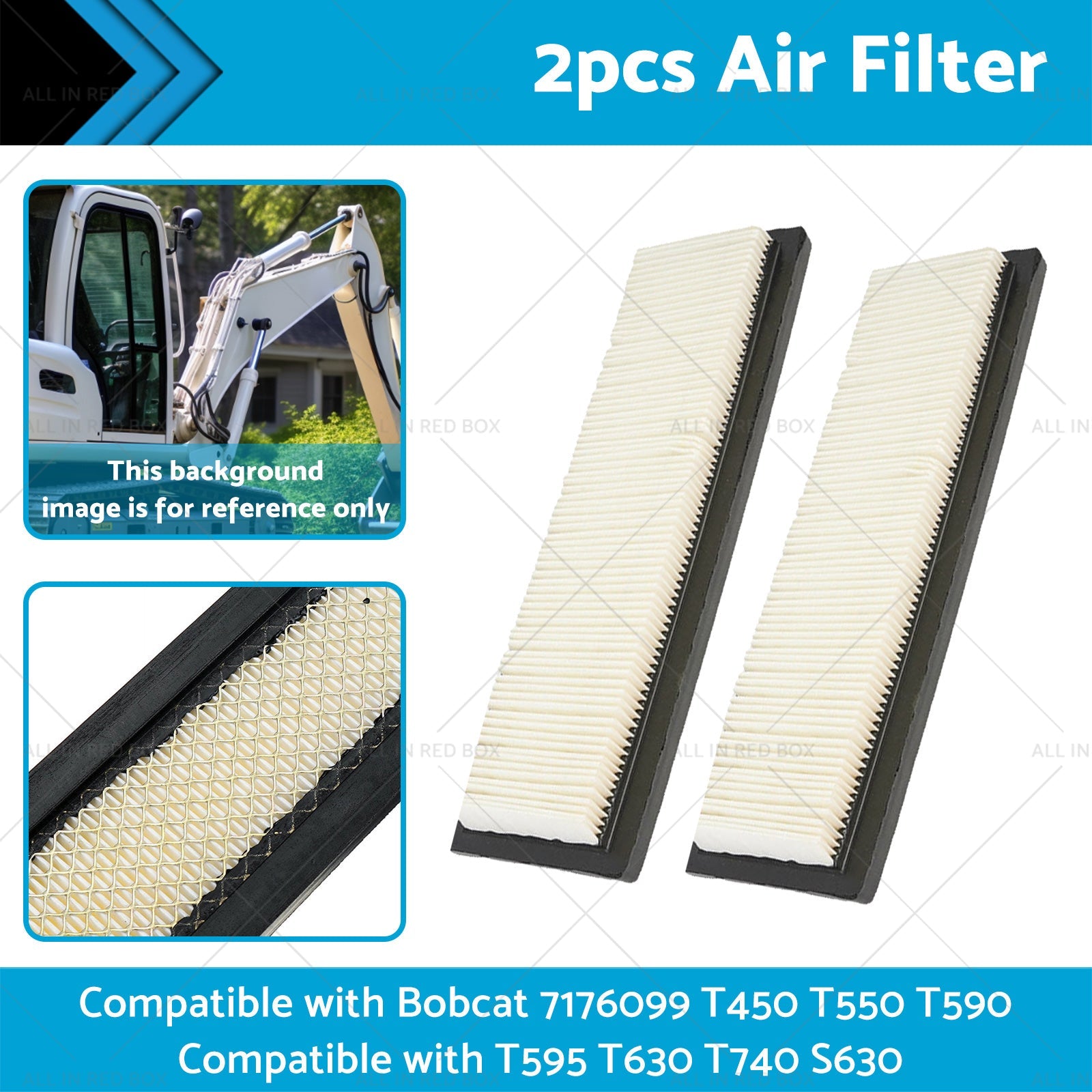 2X Air Filter SuitableFor Bobcat 7176099 T450 T550 T590 T595 T630 T740 S630 S650-1
