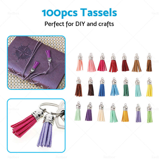 100PCS Key Chain Ring Tassels Pendants Bulk Leather Tassel Crafts Jewelry Making-1