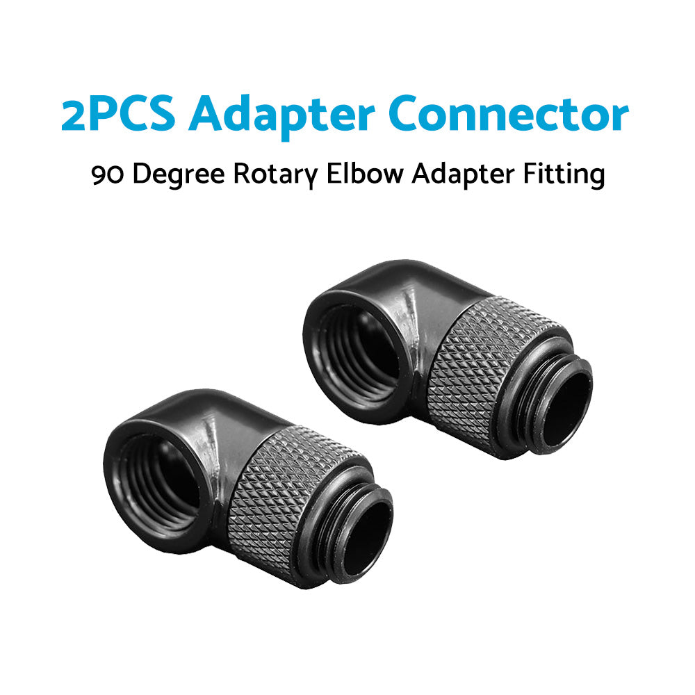 2PCS Black Green Water Cooling G1 4 Thread 90 Angle Rotary Elbow Adapter Fitting-4