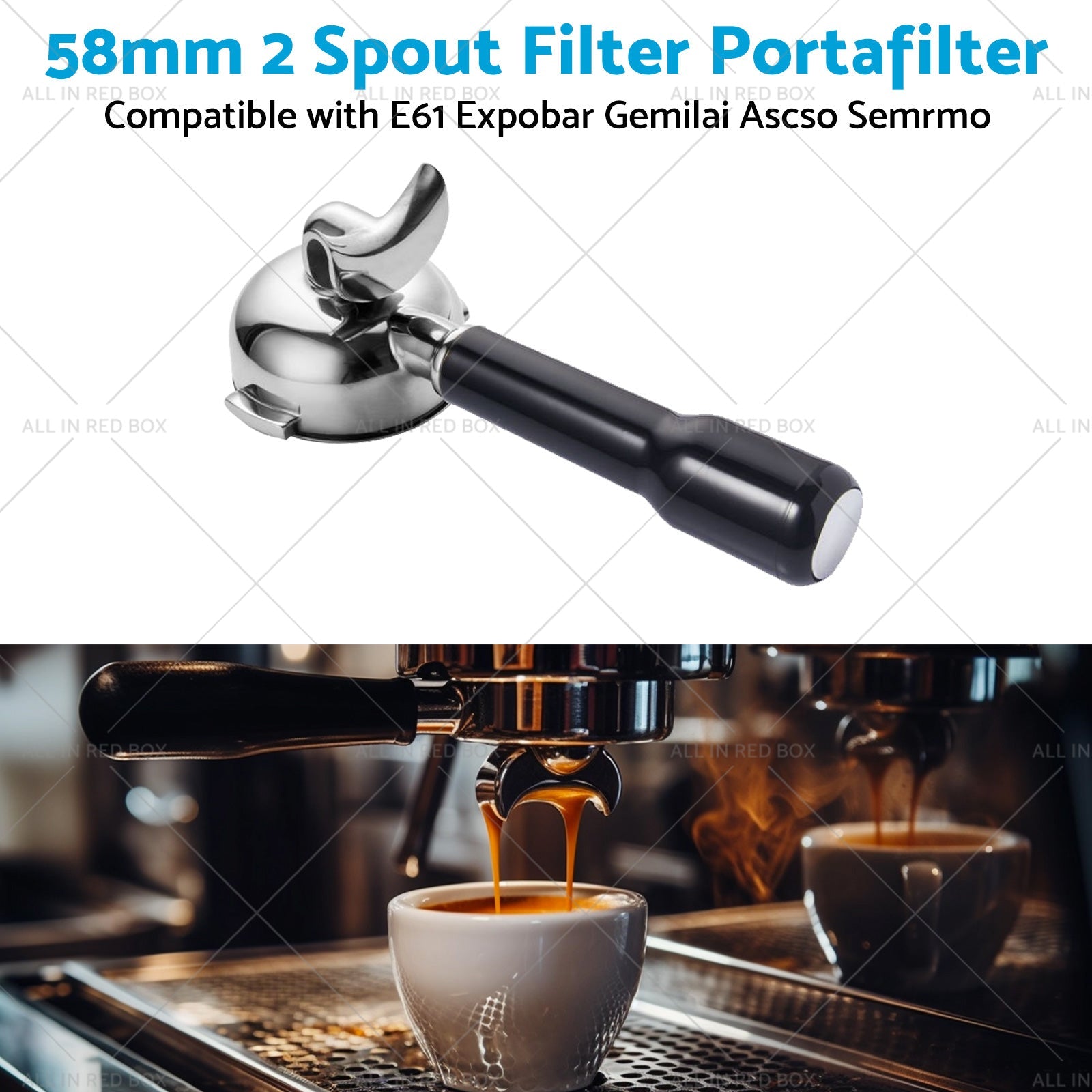 58MM 2 Spout Filter Portafilter Suitable For E61 Expobar Gemilai Coffee Machine-3