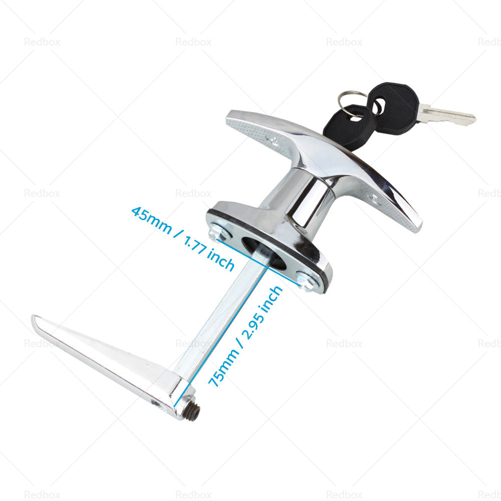 2 Set Chrome Rear Fixing T Handle Lock W or  Key For Trailer Caravan Canopy Toolbox-3