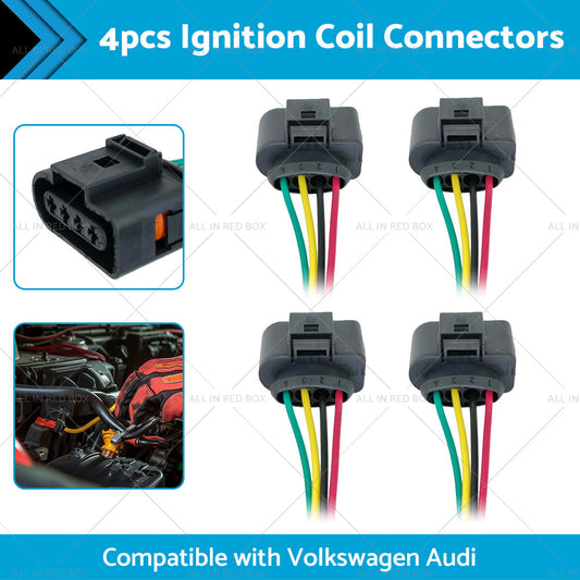 4PCS Ignition Coil Connector Repair Harness Plug 1J0973724 Suitable For VW Audi-1
