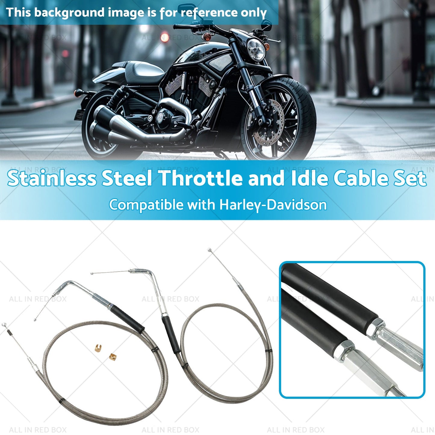 Stainless Steel 56-1 2 Throttle and Idle Cable Set Suitable for Harley-Davidson-2