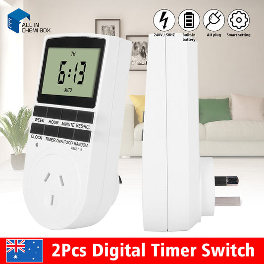 2Pcs 240V LCD Digital Timer Switch Automation Socket Electric Programmable Power-0