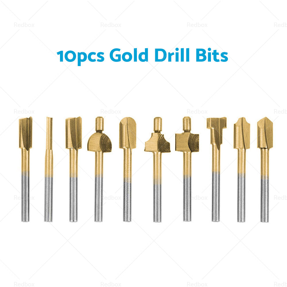 Set of 10 3mm Titanium Mini Hss Router Bit Trimmer Shank Electric Trimmer Tool-6