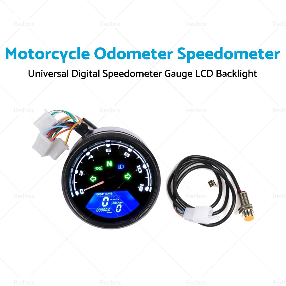 Universal Digital Motorcycle Odometer Speedometer Tachometer Gauge LCD Backlight-3