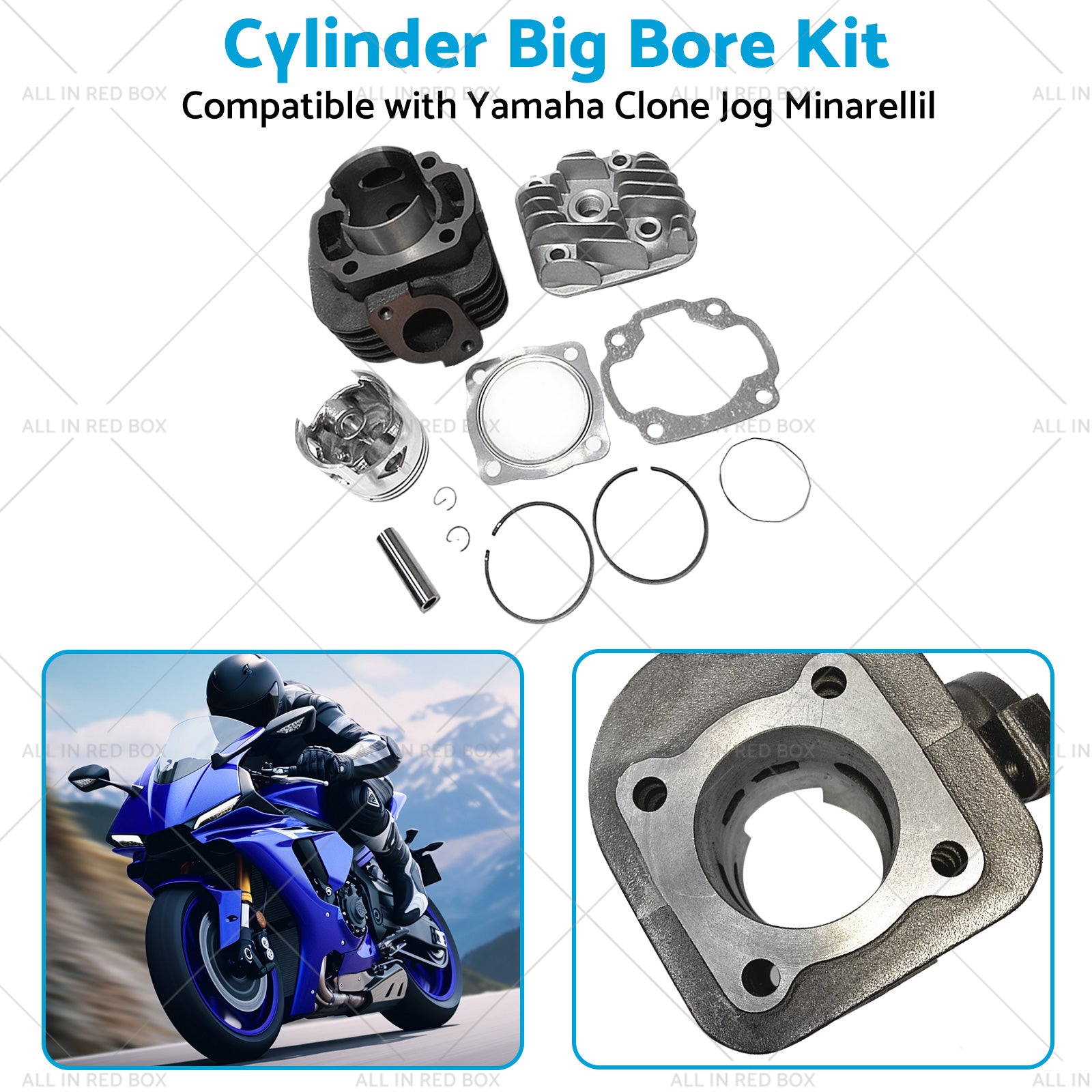 47mm Big Bore Head Cylinder Piston Kit Suitable for Yamaha Clone Jog50 to 70CC-4