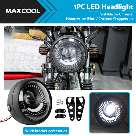 Motorcycle 6. 5inch LED Headlight Spiral Side Mount Bracket Suitable For Cafe Racer-0