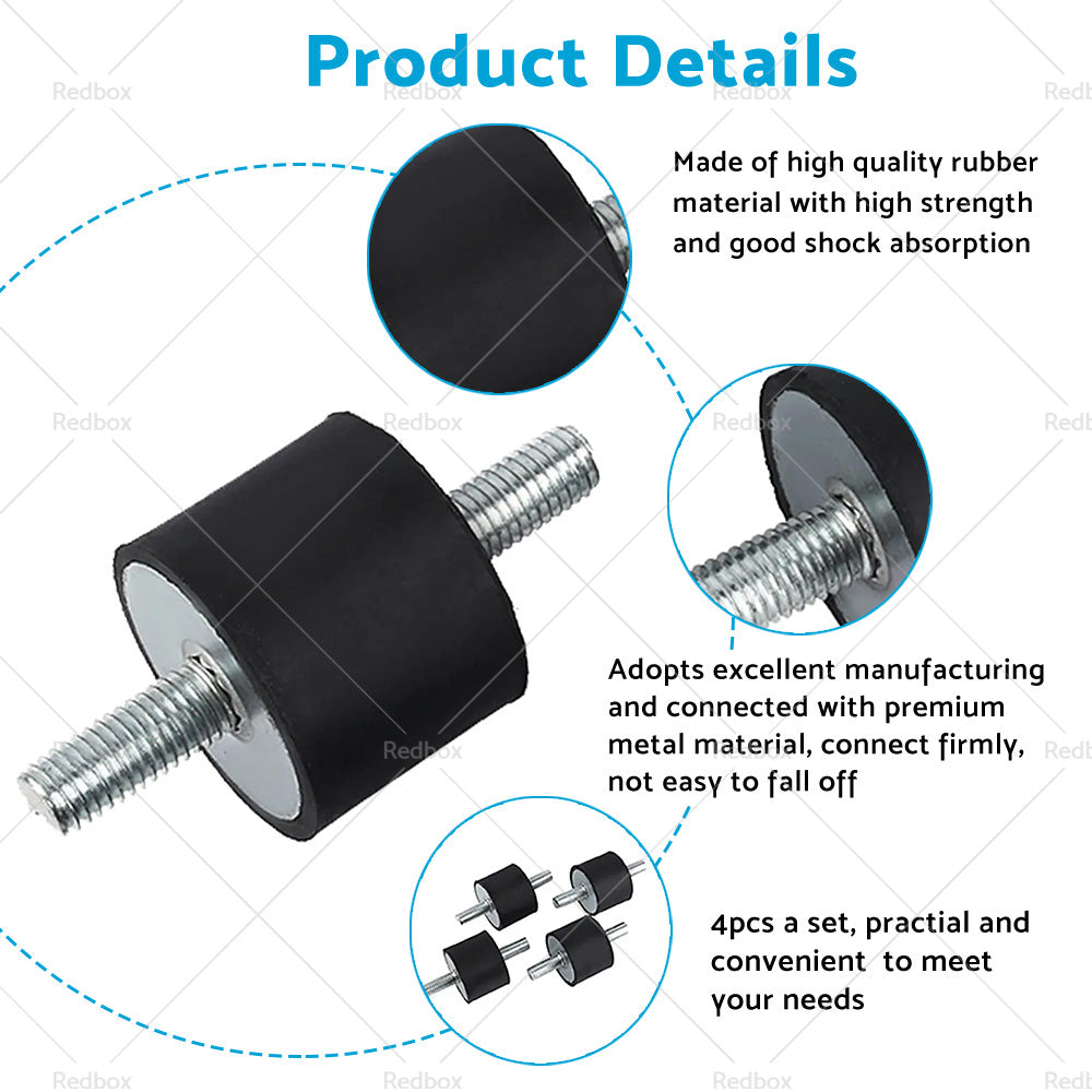 Car Bobbin 30*40mm 4PCS M10 Rubber Shock Absorber Anti Vibration Isolator Mounts-3