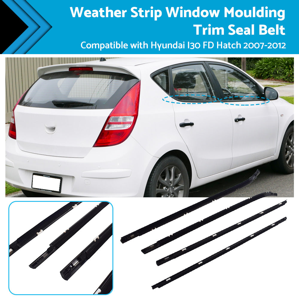 4pcs Weather Strip Window Moulding Trim Seal Belt for Hyundai I30 FD Hatch 07-12-3