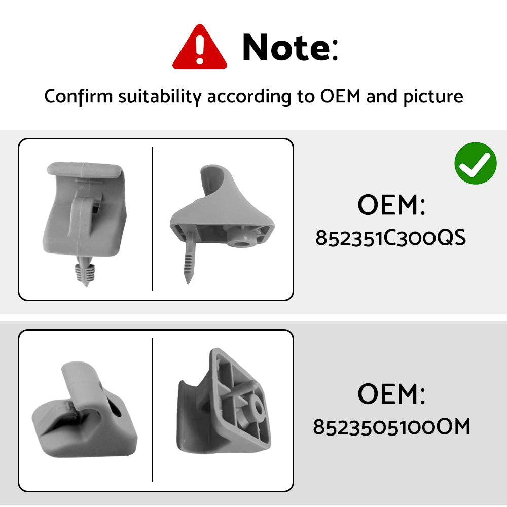 2x Sun Visor Clip Left & Right Side Suitable For Hyundai Getz 2002-2011 Grey 852351C300QS-4