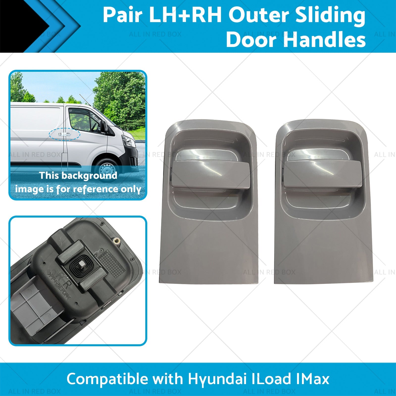 Pair Grey LHRH Outer Sliding Door Handles Suitable for 08~15 Hyundai ILoad IMax-1