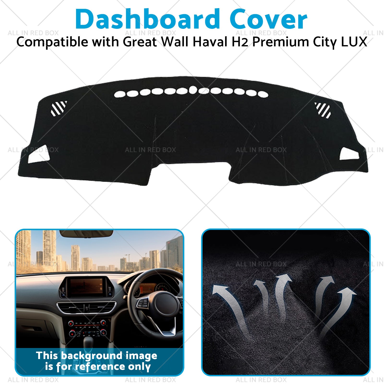 Black Non-Slip Dash Mat Suitable For Haval H2 Premium City LUX 2015-2020 2WD-4