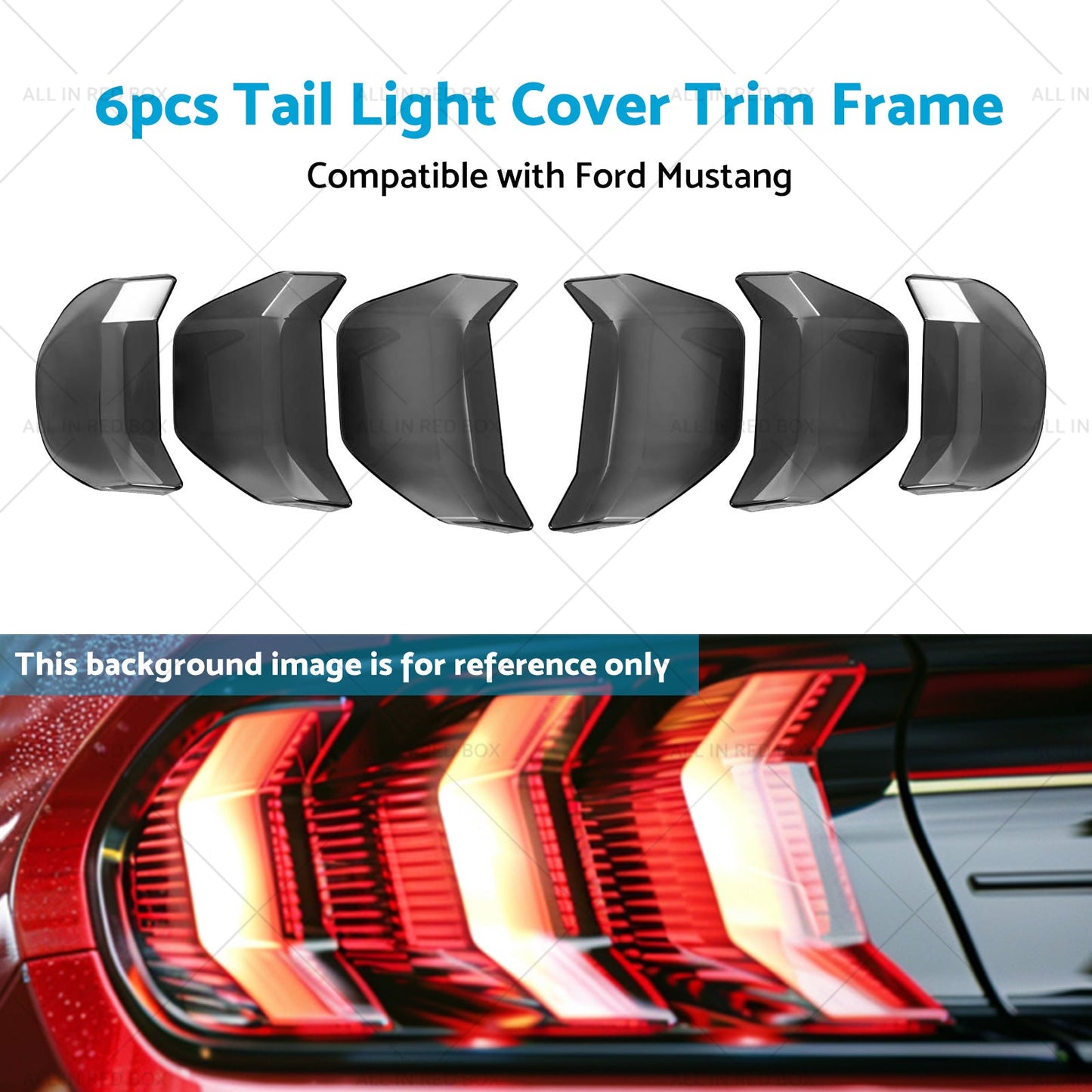 6pcs Car Tail Light Lamp Cover Trim Frame Suitable for Ford Mustang GT 2018-2022-3