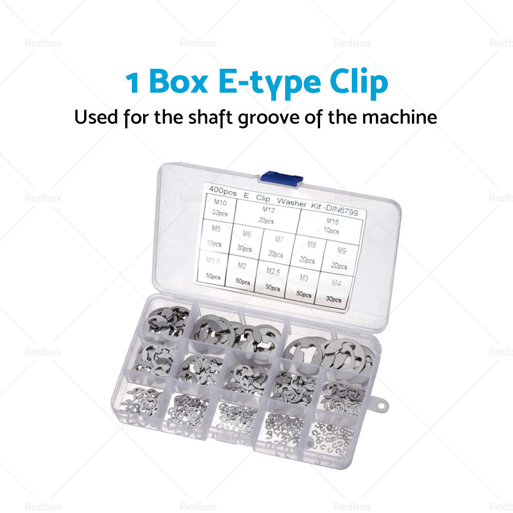 Stainless Steel E Clips C Circlip Kit Retaining Ring 400PCS Assorted M1. 5-M15mm-3