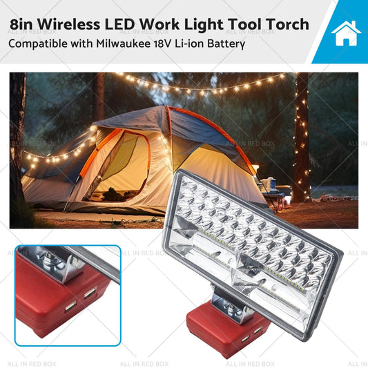 8in LED Work Light Tool Torch Wireless Suitable for Milwaukee 18V Li-ion Battery-0