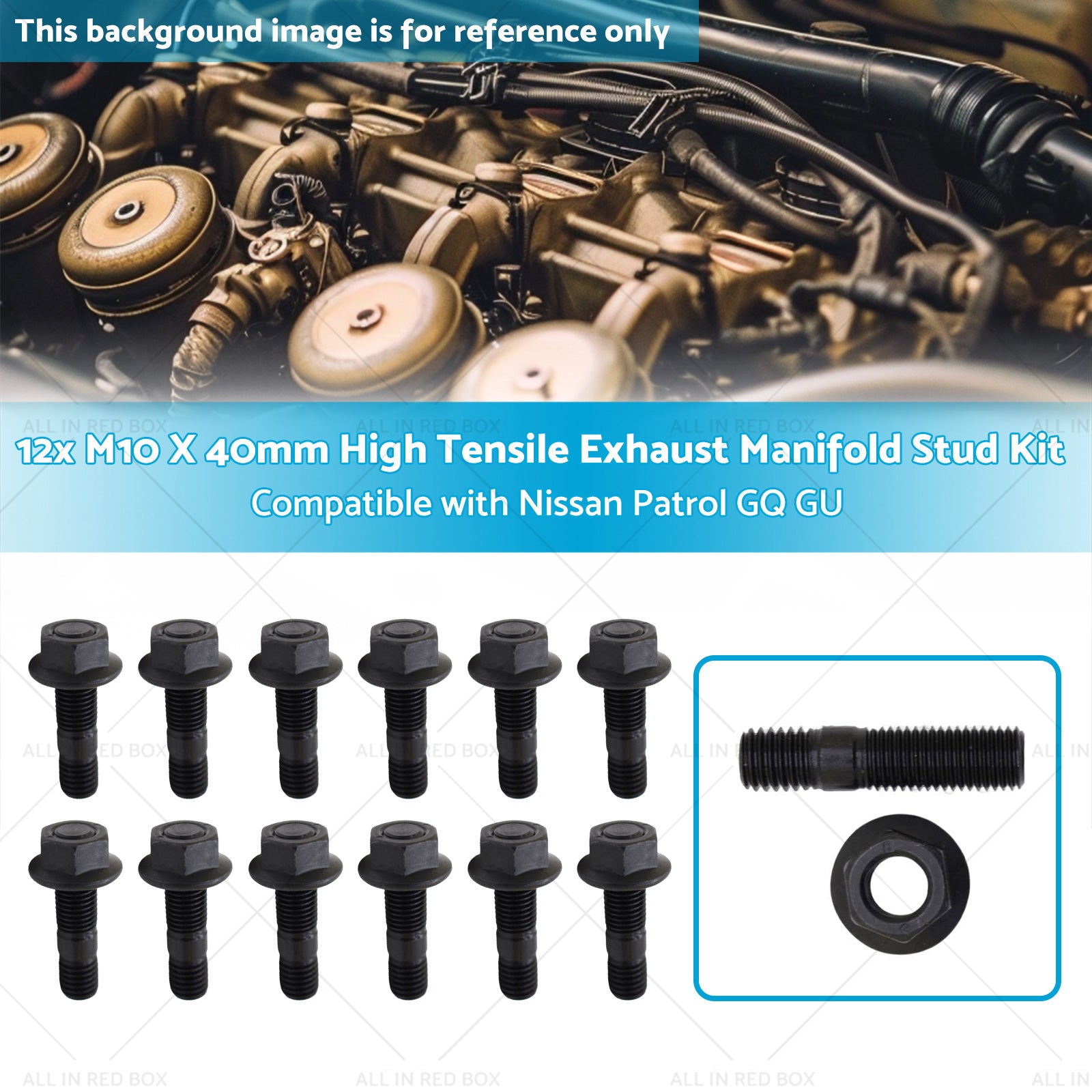 M10 X 40mm 12x High Tensile Exhaust Manifold Stud Kit Suitable for TD42 GQ GU-2