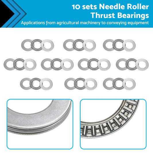 10PCS 20mm x 35mm x 2mm AXK2035 Thrust Needle Roller Bearing with AS2035 Washer-0