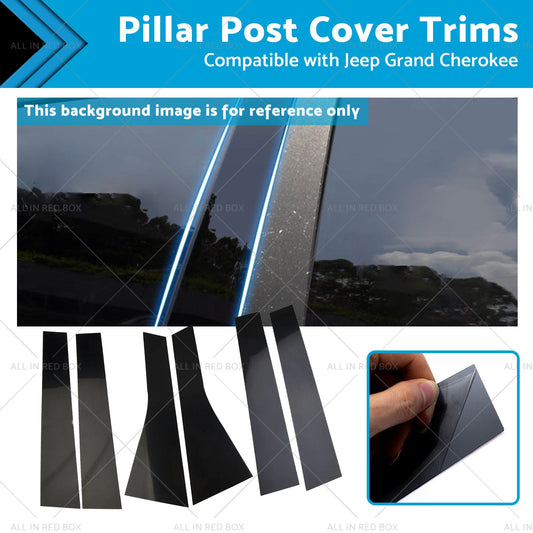 6PCS Black Pillar Post Cover Trims Suitable for 2011-2021 Jeep Grand Cherokee-0
