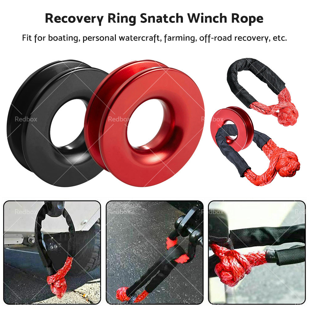 Recovery Ring Snatch Block Pulley 34749bs  and  Soft Shackle Tow Winch Rope Straps-3
