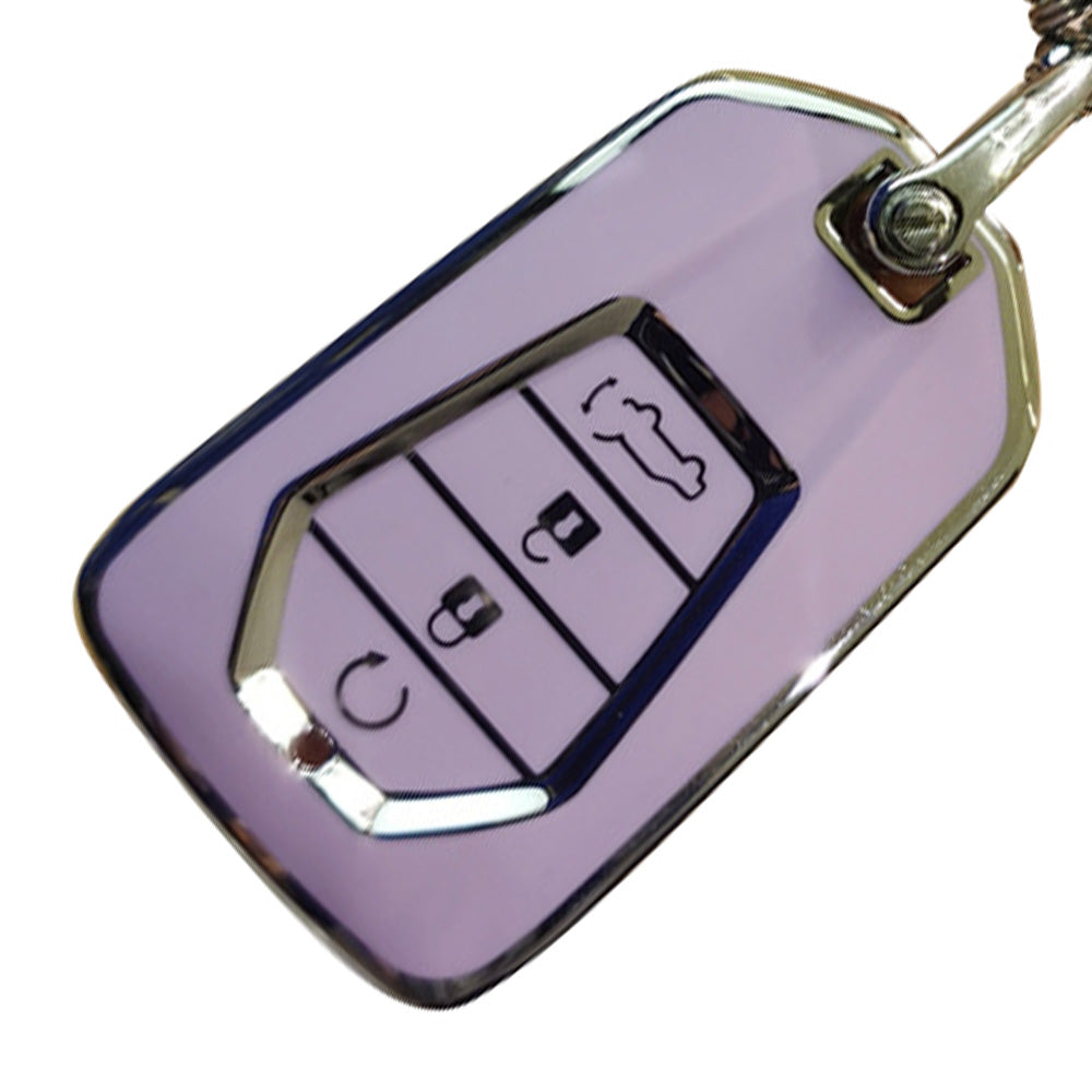 TPU Car Remote Key Fob Cover Suitable For Isuzu D-MAX MU-X MUX 4 Button Purple-3
