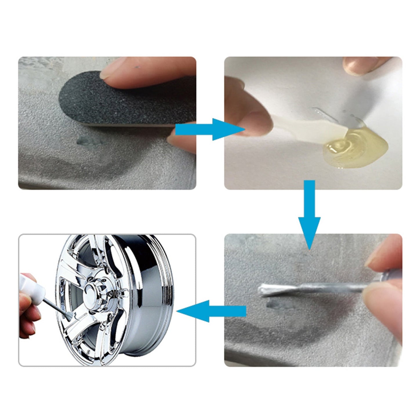 Silver Alloy Wheel Rim Scratch Repair Kit Tool Set Suitable For Car Kerb Damage-3
