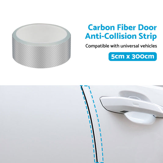 3m Car Door Sill Protector Carbon Fiber Edge Sticker Rubber Bumper Guard Strip Suitable For Universal Vehicles-1