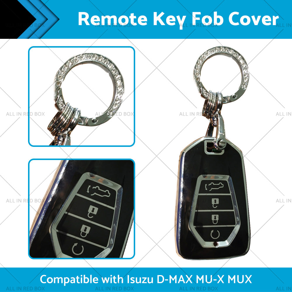 TPU Car Remote Key Fob Cover Suitable for Isuzu D-MAX MU-X MUX 4 Button Black-1