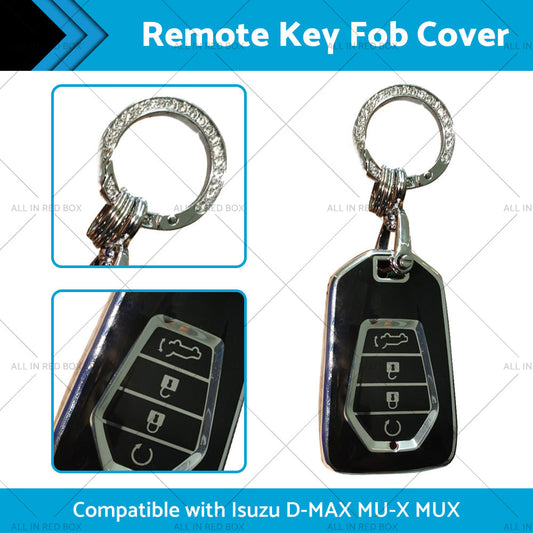 TPU Car Remote Key Fob Cover Suitable for Isuzu D-MAX MU-X MUX 4 Button Black-1