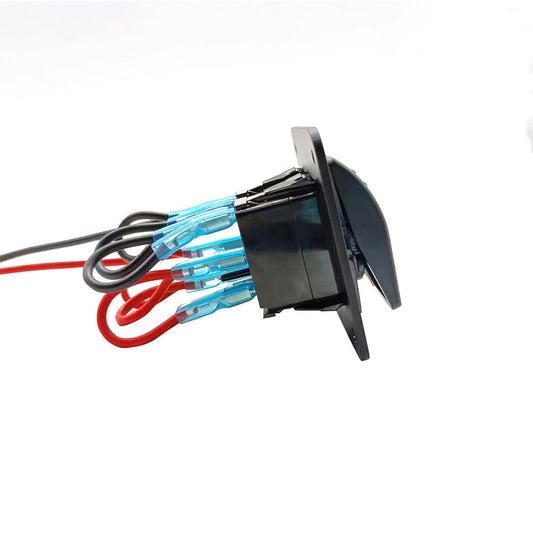 2 Gang Blue LED Light Rocker Switch Panel Dual LED Boat Car Waterproof-0