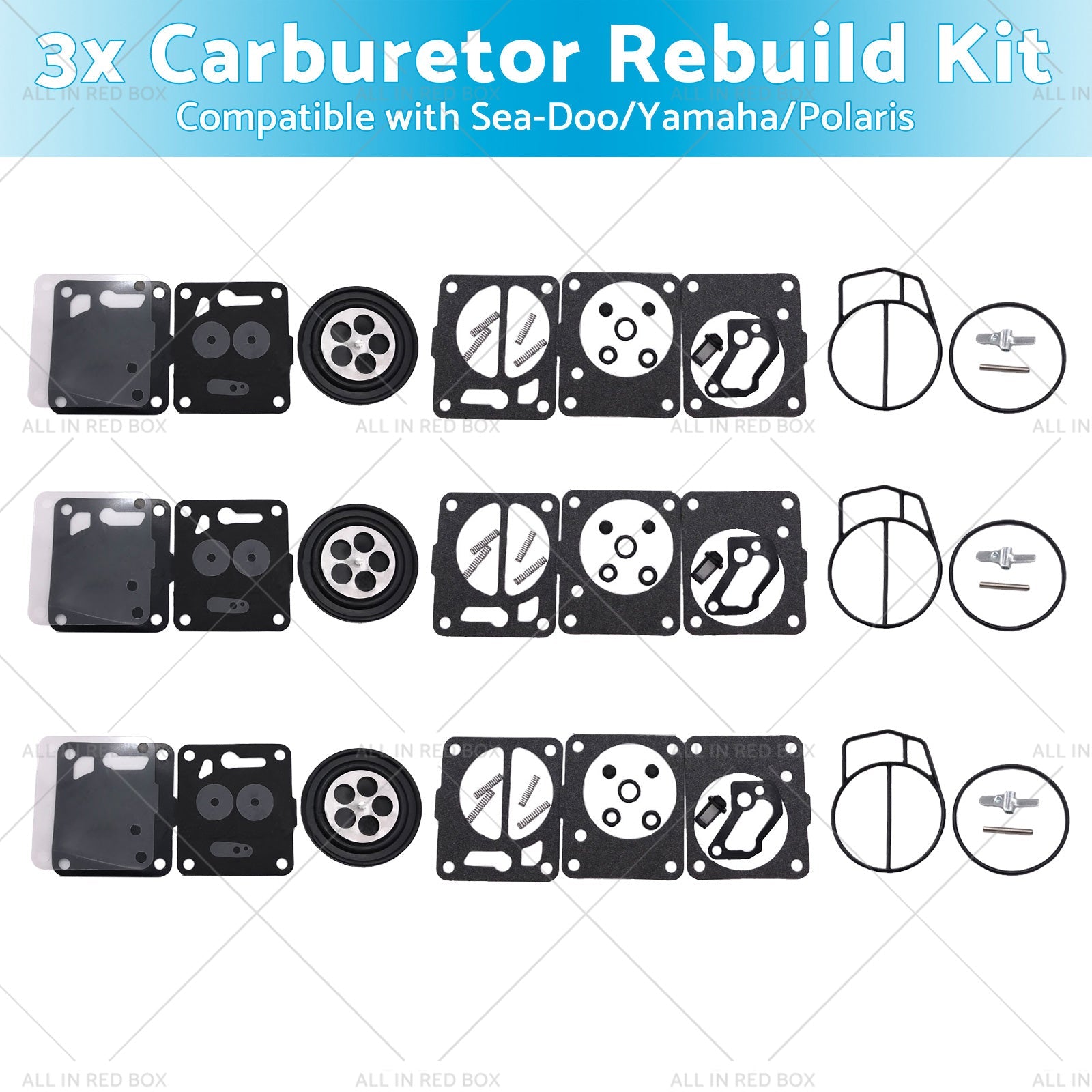 3x Carburetor Carb Rebuild Repair Kit Suitable Sea-Doo SP SPI SPX HX GS GSI GSX-1