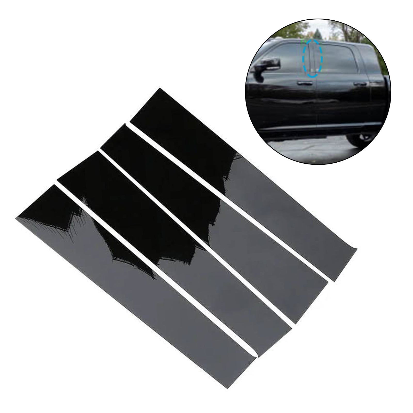 4x Black Pillar Post Cover Trims Suitable For Dodge Ram 1500 Crew Cab / Quad Cab 2009-2018-1