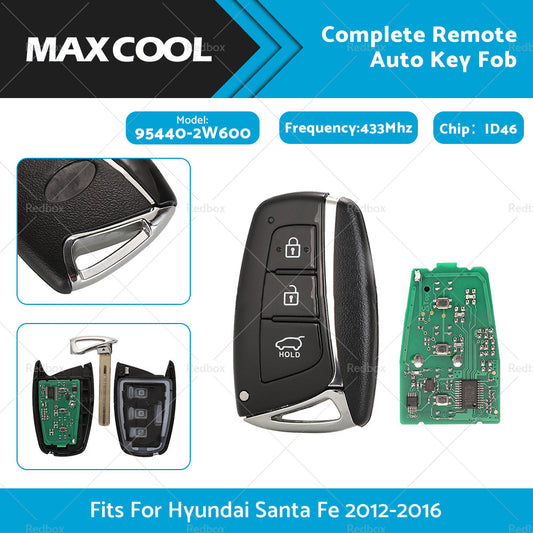 Complete Remote Auto Key Fob Suitable For Hyundai Santa Fe 2012-2016 433MHz ID46-0