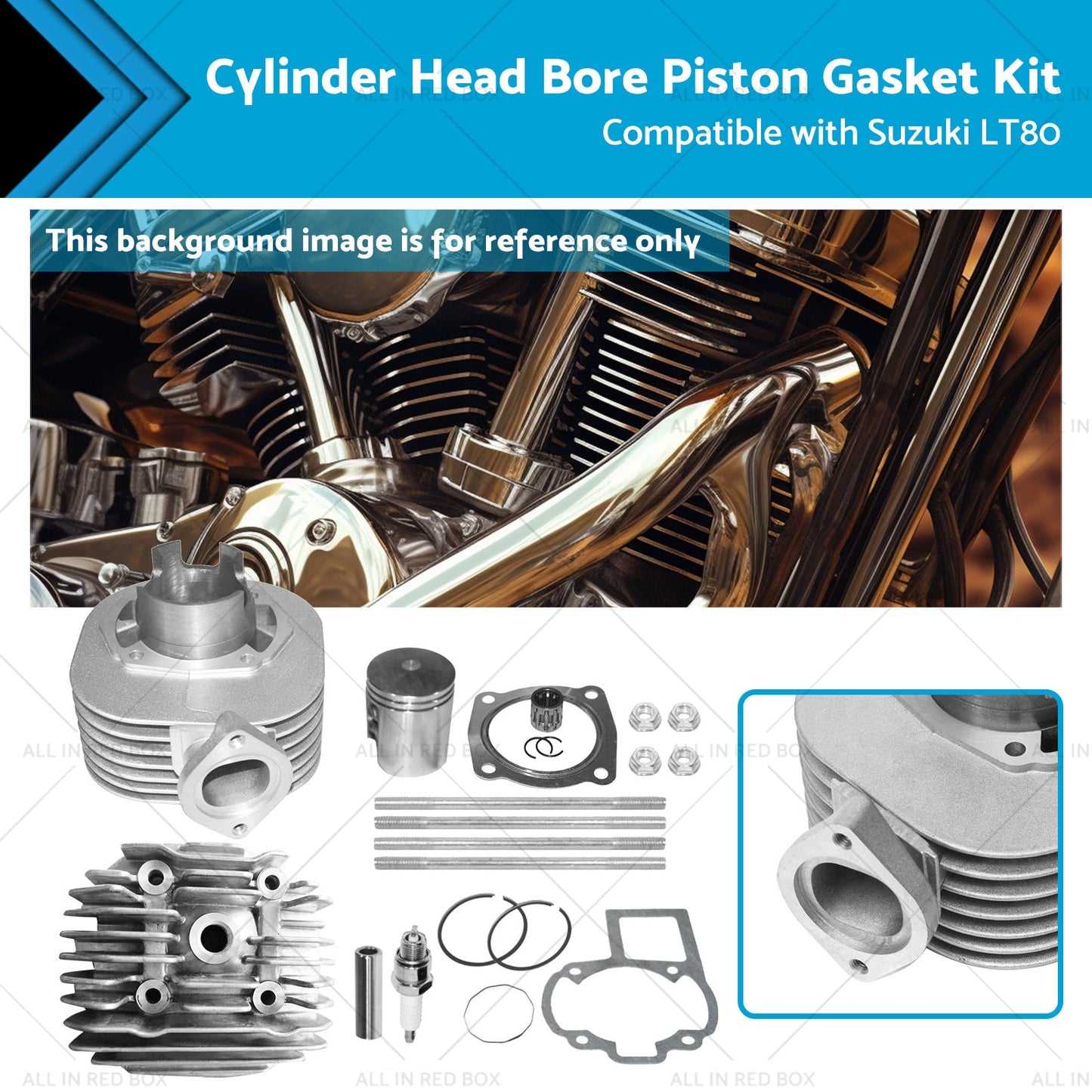 Cylinder Head Bore Piston Gasket Kit Suitable for 87-06 Suzuki Quadsport LT80-0