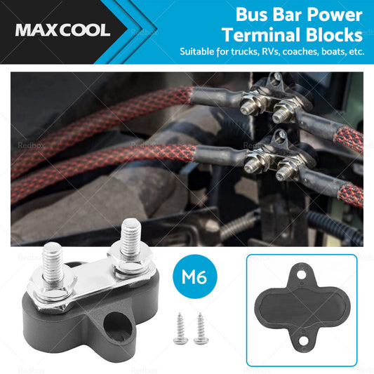 Bus Bar Terminal Block Heavy Duty Dual M6 Power Distribution Stud Black-0