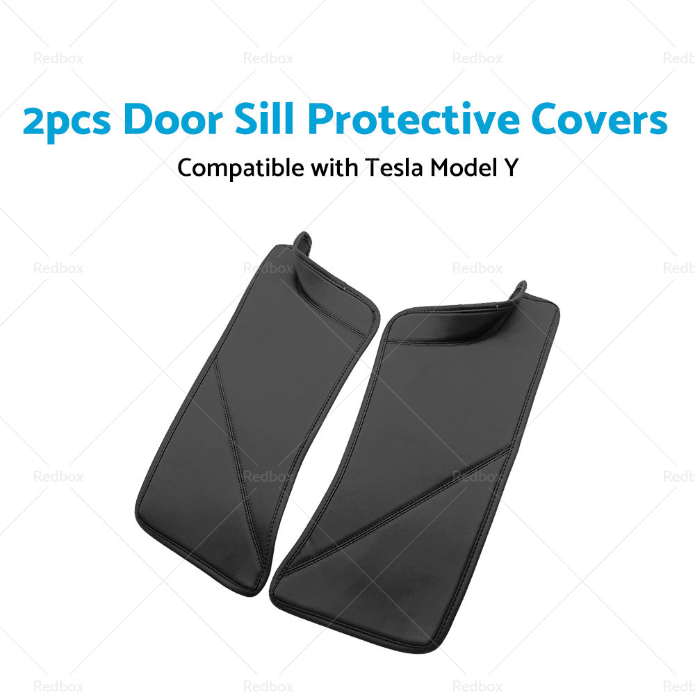 2PCS PU Rear Door Sill Protector Cover Pad Suitable for Tesla Model Y 2020-2022-3