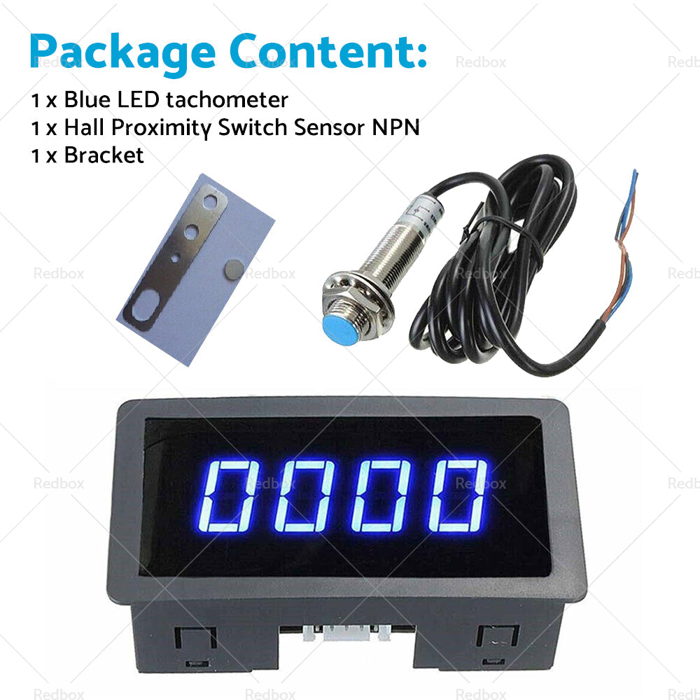 4 Digital LED Tachometer RPM Speed Meter  Hall Proximity Switch Sensor NPN Set-1