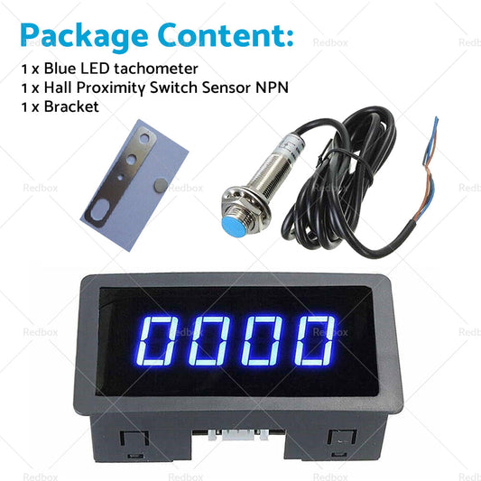 4 Digital LED Tachometer RPM Speed Meter  Hall Proximity Switch Sensor NPN Set-1
