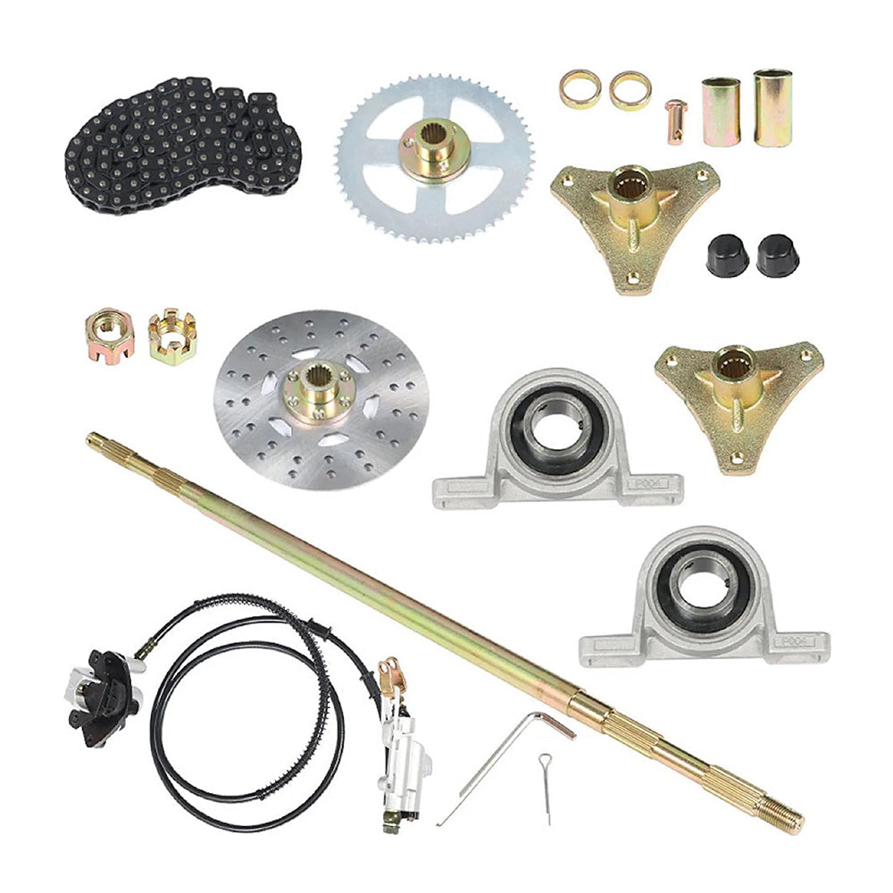 Rear Live Axle Kit With Chain, Hub Sprocket and Hub Brake Assembly Suitable For Drift Trike / Go-Kart-0