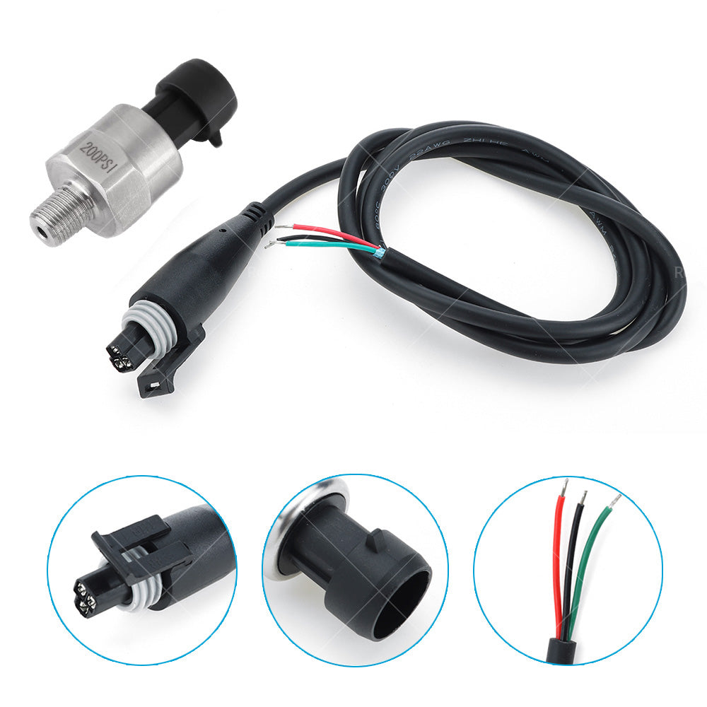 200PSI 5V Pressure Transducer Sender Sensor Stainless Steel for Air Oil Fuel AU-2