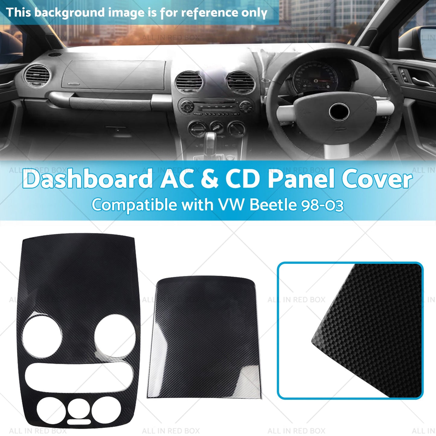 Carbon Style Center Dashboard AC  and  CD Panel Cover Suitable For VW Beetle 98-03-2