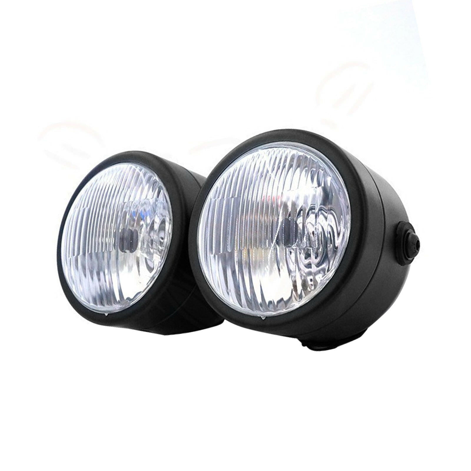 Black Twin Universal Headlight Dual Lamp Suitable For Motorcycle Street Fighter-4