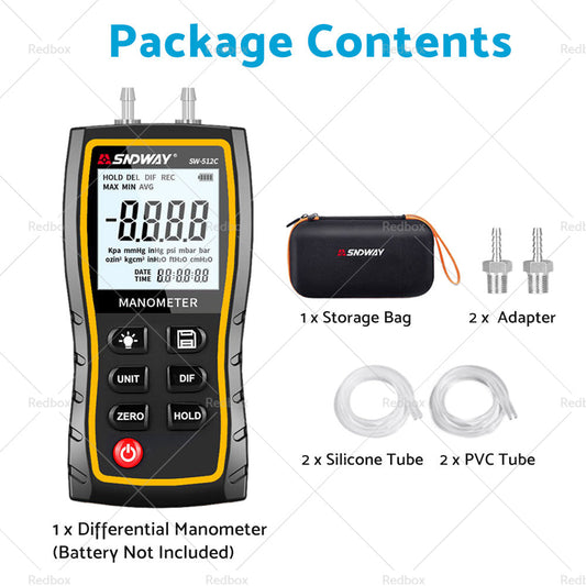 Digital Differential Manometer 隆脌103. 42KPa Air Pressure Meter Digital-1