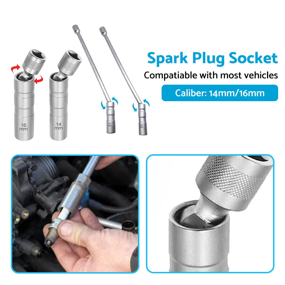 14/16 MM Thin Wall Magnetic Swivel Spark Plug Socket 12Point Removal Tools-4