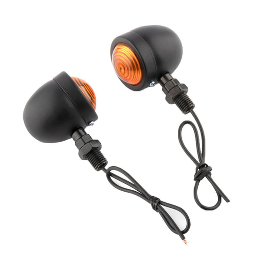 4x Black Motorcycle Amber Bullet Indicators Universal Turn Signal Blinkers Lamp-1