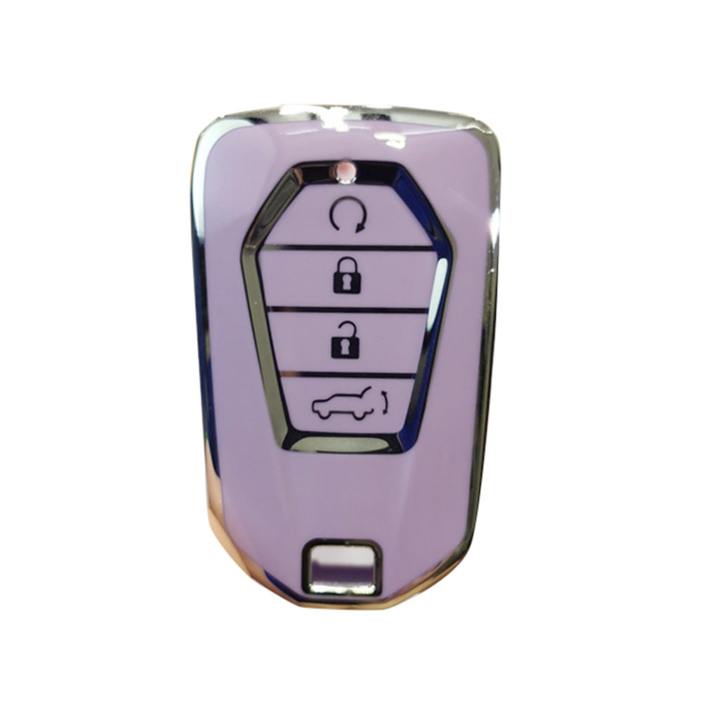 TPU Car Remote Key Fob Cover Suitable For Isuzu D-MAX MU-X MUX 4 Button Purple-4